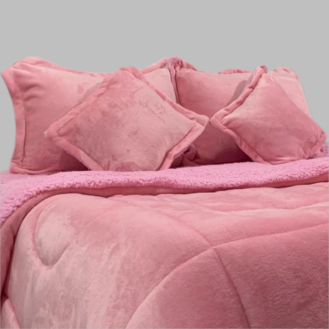 Cubrelecho Piel Durazno Ovejero - Rosado