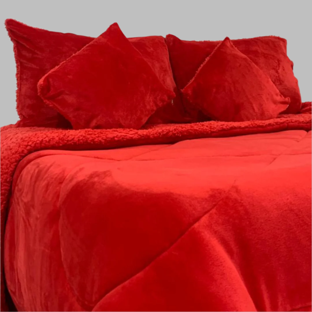 Cubrelecho Piel Durazno Ovejero - Rojo