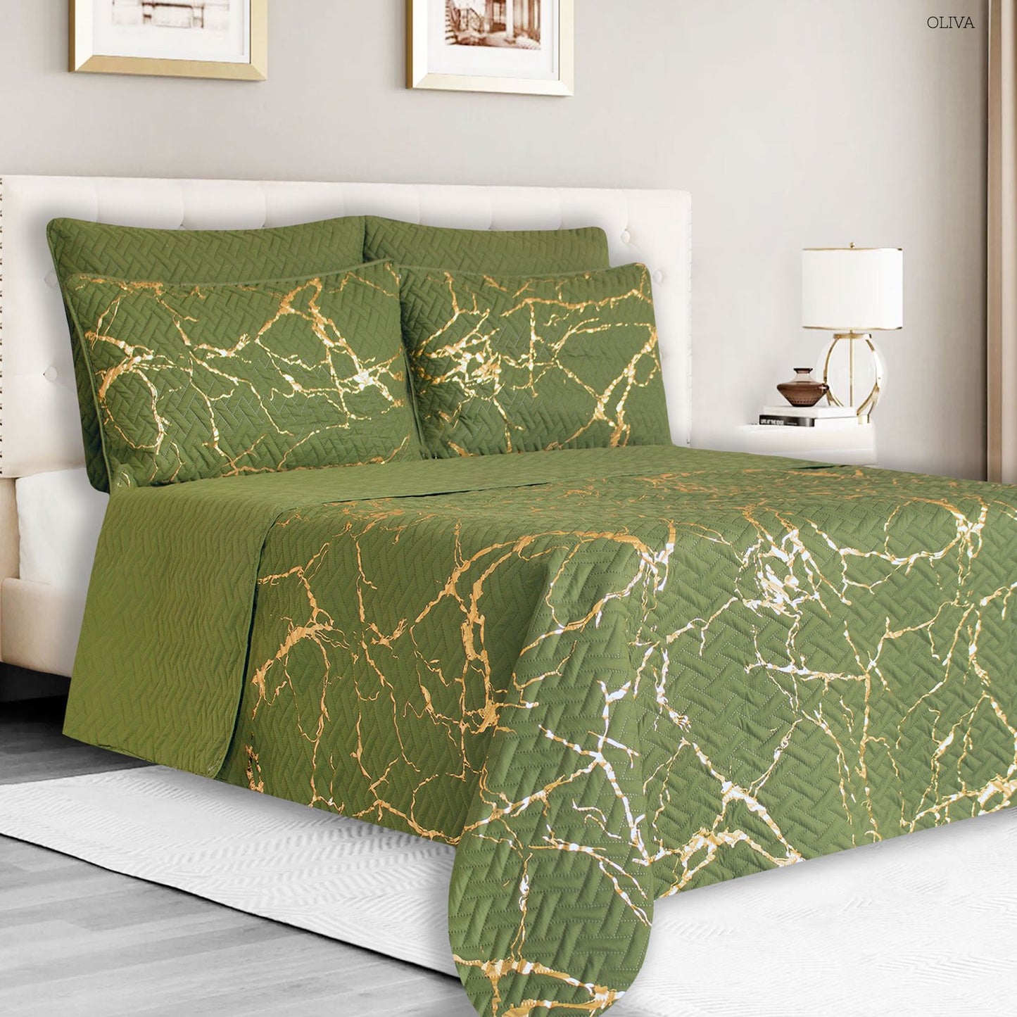 Colcha española marmol - Verde Militar