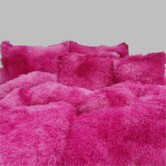 Cubrelecho Piel Durazno Pelo Largo- Degrade En Fucsia