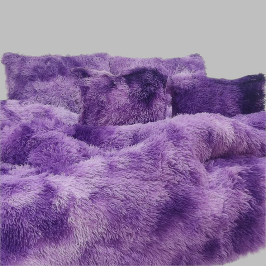 Cubrelecho Piel Durazno Pelo Largo- Degrade En Morado