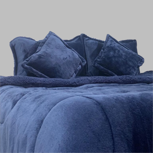 Cubrelecho Piel Durazno Ovejero - Azul Oscuro