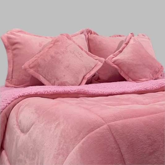 Cubrelecho Piel Durazno Ovejero - Rosado