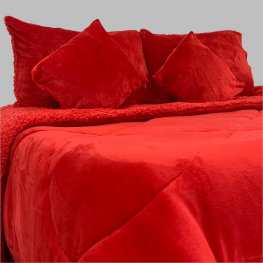 Cubrelecho Piel Durazno Ovejero - Rojo