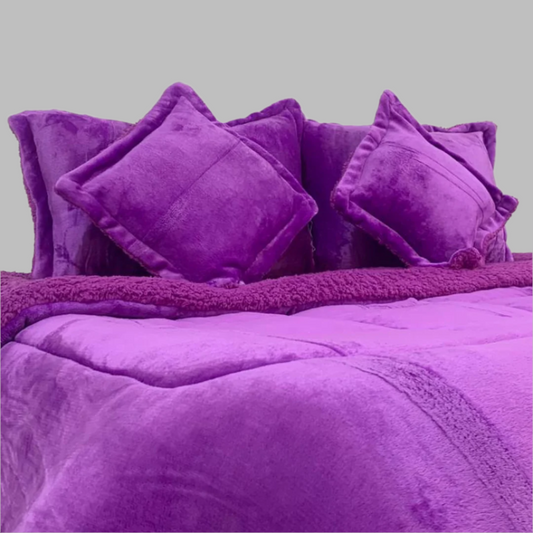 Cubrelecho Piel Durazno Ovejero - Morado