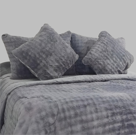 Cubrelecho Piel Durazno Pelo Corto - Gris